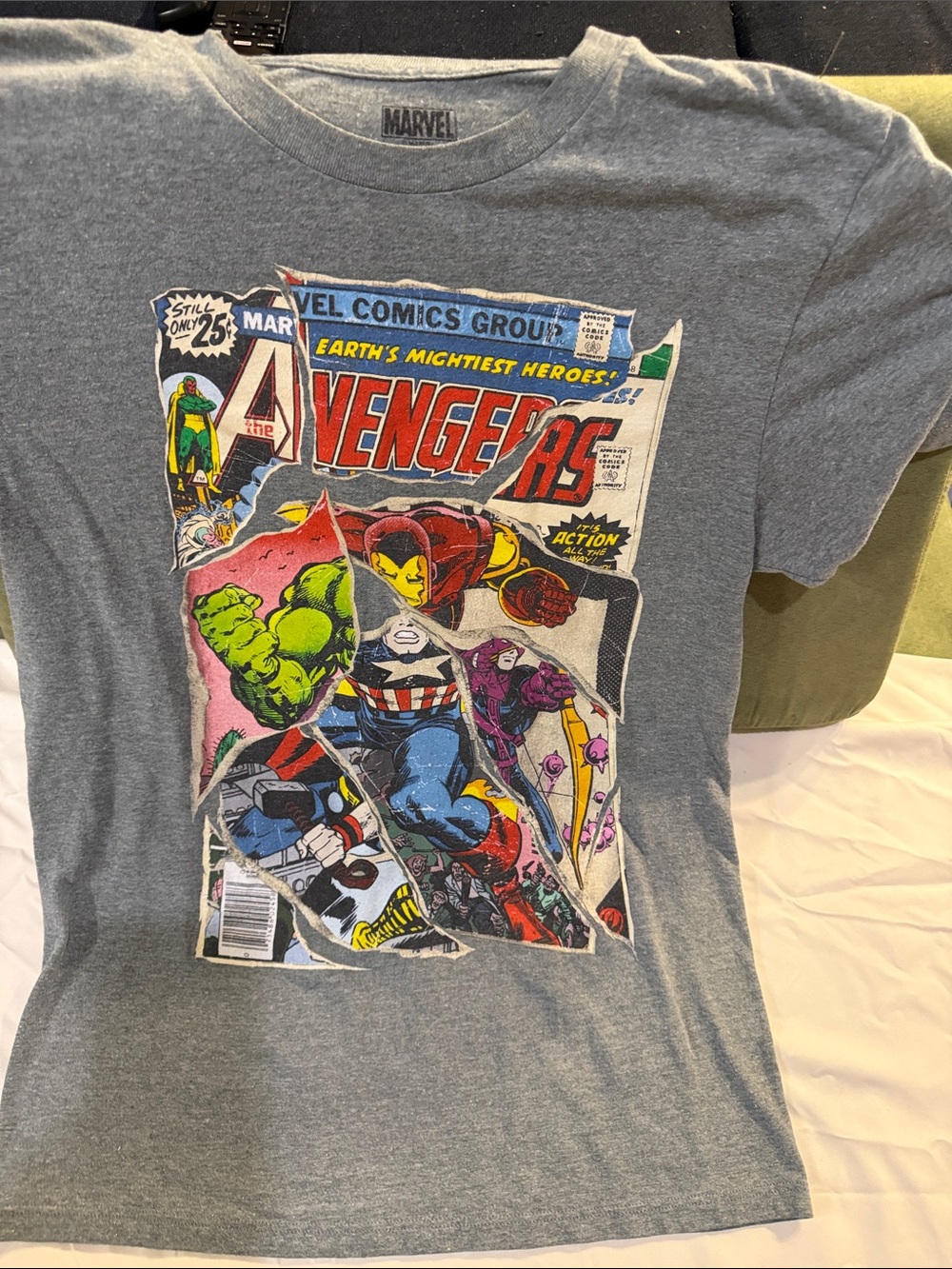 Marvel Avengers Vintage Comic Graphic Tee - Grey